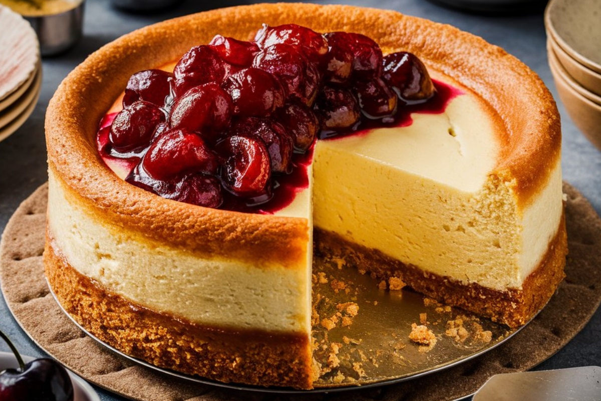 Classic Philadelphia cheesecake with a smooth, creamy texture