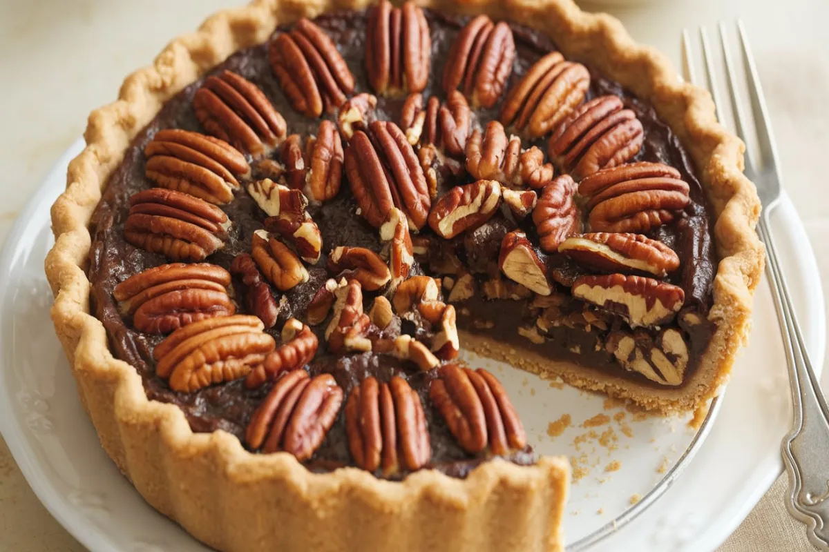 What is the middle of pecan pie made of?